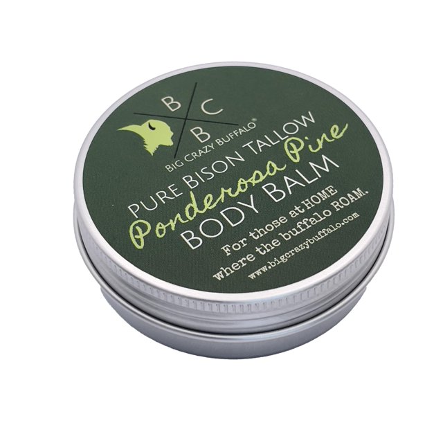 Big Crazy Buffalo Pure Bison Tallow Balm Pino Ponderosa - Aromas de pino ciprés y cedro - Mantequilla corporal multiusos hidratante de origen natural reemplaza la loción - Para piel seca con picazón