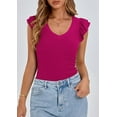 thumbnail image 3 of PRETTYGARDEN Womens V Neck Summer Tops Ruffle Sleeveless Slim Fit T Shirts Going Out Casual Blouses, 3 of 7