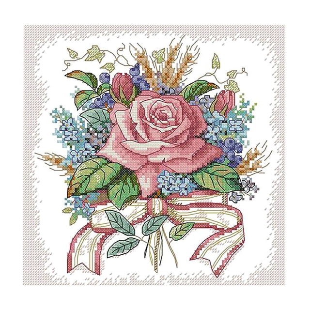 Point de Croix Estampé Fleur s Motif de Point de Croix 11 35 Ã 35cm 11CT