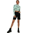 thumbnail image 4 of Seyurigaoka Women Dragon Pattern Print Crop T-shirts Tops Long Sleeve Backless Sexey Tee Top, 4 of 5
