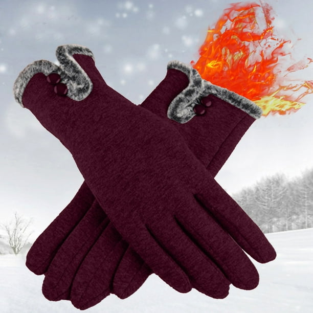 Gants chauds d'hiver pour femme - Doublure thermique - Pour écran