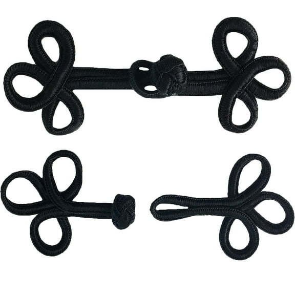 Black 3.5" Handmade Chinese Frogs Closure Buttons (3.5" Black Frog Button)