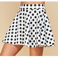 thumbnail image 3 of Made by Johnny Women's Basic Versatile Stretchy Flared Skater Skirt XL WHITE_POLKA, 3 of 6