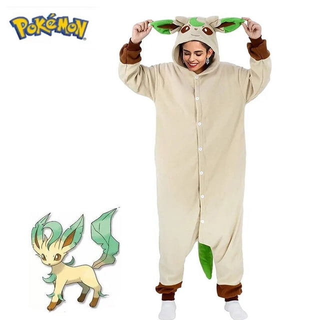 Mono de Pokemon de Leafeon, disfraz de Halloween, pijamas de Navidad, de cuerpo completo Kigurumi, ropa de Anime, trajes