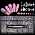 thumbnail image 3 of Taladro de uñas con rejilla de 21 en caja, taladro de fondo plano de vidrio, taladro de forma especial, juego de joyas de diamantes de imitación para uñas DIY, 3 of 6