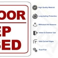 thumbnail image 2 of Fire Door Keep Closed - White on Red - Vinyl Sticker or Plastic Sign (Plastic 14" x 10"), 2 of 7