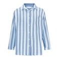 thumbnail image 5 of Kmdttou Womens Striped Button Down Shirts for Women Dress Shirts Fashion Casual Long Sleeve Turndown Collar Blouse Shirt Womens Fall Fashion, 5 of 6