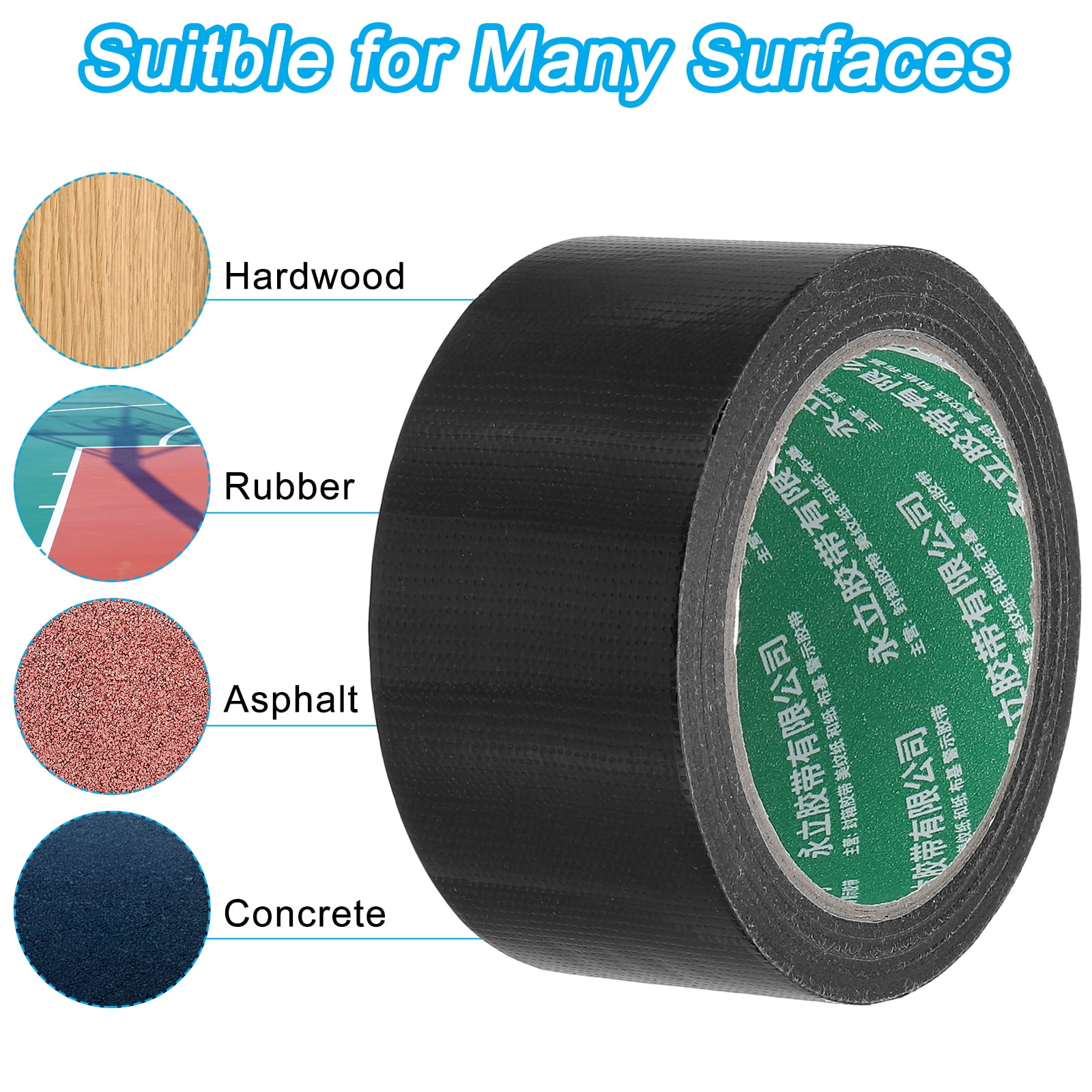 Uxcell Pickleball Ball Court Marking Tape 66ft, Marking Edge Guard Ultra-Adhesive Tape, Black 2 Pcs