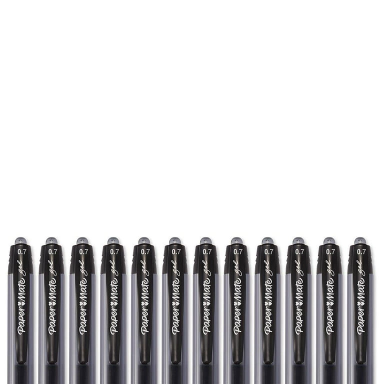 Paper Mate Gel Pens, Medium (0.7mm), Black, 12 Count 