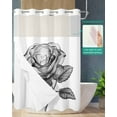 thumbnail image 2 of No Hook Shower Curtain with Snap in Liner, Nature Grey Rose with Leaves Visual Art Flowers Hotel Shower Curtains for Bathroom, Washable Shower Curtain Liner Set with Mesh Top Window, 72"x72", 2 of 6