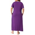 thumbnail image 4 of DARING DIVA Women's Plus Size Short Sleeve V Neck Nightgown with Pockets 2X Purple, 4 of 6
