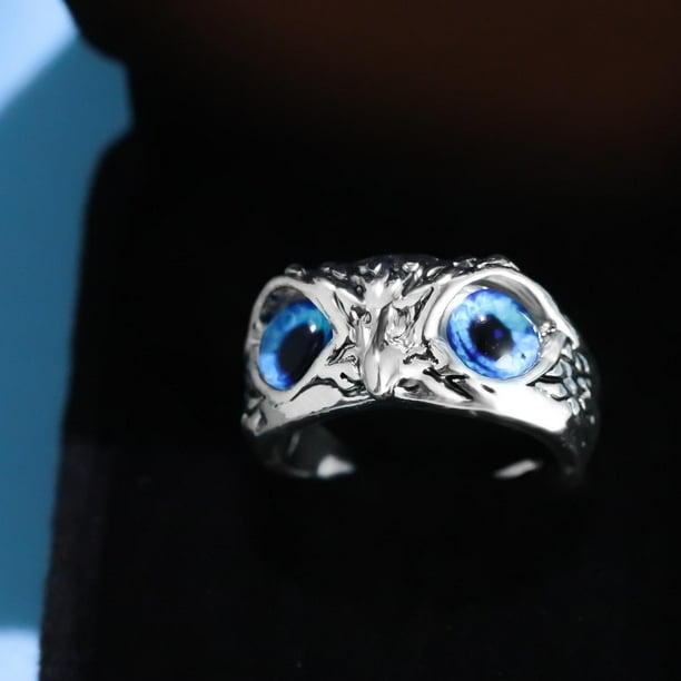 Retro Blue Eyes Owl Anillo abierto Creative Joint Ring Mujeres Wmkox8yii fajkfhkj1460