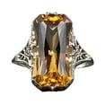 thumbnail image 4 of Women's Champagne Luxury Huge Vintage Citrine Cocktail  Ring Art Deco Jewelry Engagement Gift Ring, 4 of 4