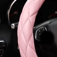 thumbnail image 2 of Soft Microfiber Leather Steering Wheel Cover, Universal 15 Inch for Women, Fit Vehicles Sedans SUVs Vans Trucks, Light Pink, 2 of 5