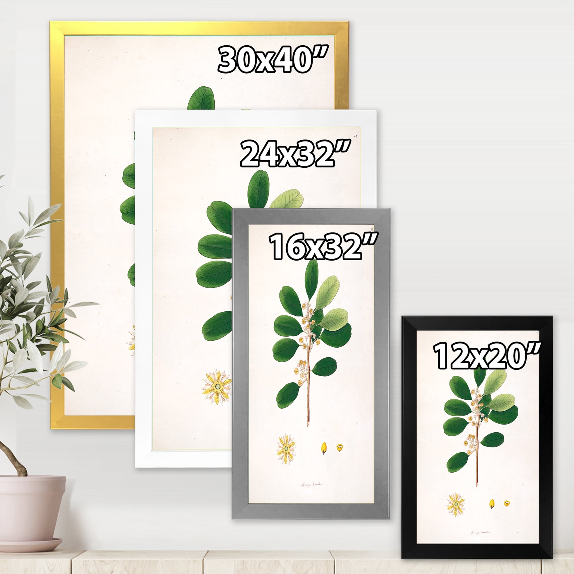 Designart 'Ancient London Plants IX' Farmhouse Framed Art Print