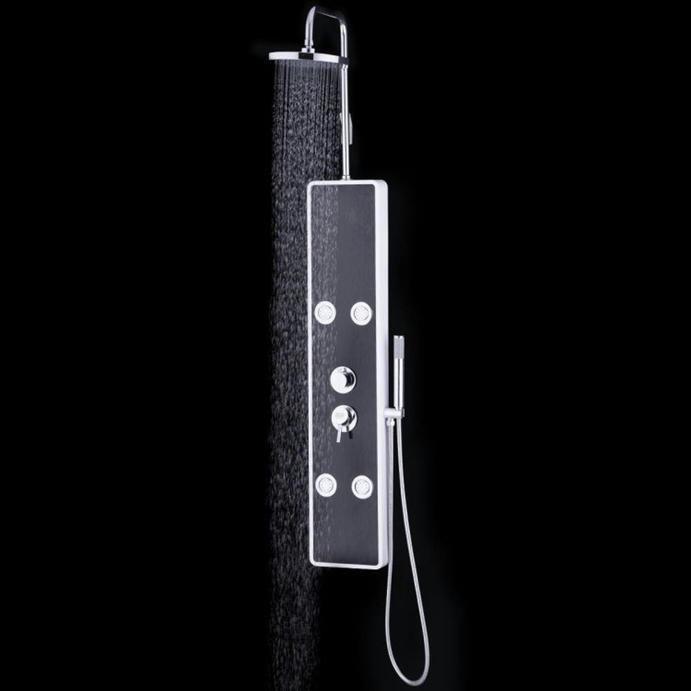 Finihen Shower Panel, Shower Panel Tower System, Bathroom ABS Shower Panel with Massage Jets & Hand Shower, Black Finihen Shower Panel, Shower Panel Tower System, Bathroom ABS Shower Panel with Massage Jets & Hand Shower, Black