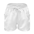 thumbnail image 5 of Yindaity Workout Shorts Women Womens Summer Shorts with Pockets High Waisted Wide Leg Cute Ruffle Waist Drawstring Casual Vacation Outfit(White,S), 5 of 5