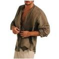 thumbnail image 1 of Birdeem Chemises pour Hommes Mode Décontractée Couleur Unie Bouton Manches Courtes Col Rond Blouses, 1 of 1