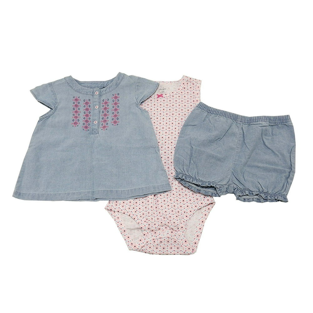 Carter's Carters 3Piece Baby Girls Size 9 Months Short Set, Blue