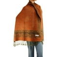 thumbnail image 2 of Falari Women's Large Double Layered Pashmina Shawl Wrap Border Pattern Scarf Mustard, 2 of 4