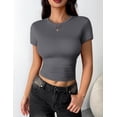 thumbnail image 3 of Zeagoo Women Crewneck Slim Fitted Short Sleeve T Shirts Cute Stretchy Bodycon Basic Tee Tops, 3 of 6