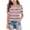 Pink, variant on SROBPTY Kids Girls 4-15 Years Short Sleeve Round Neck Striped Print Puff Sleeve Ruffle Casual Tshirt Top