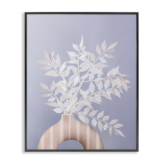 Stupell Industries Ruscus Plant Circular Vase Plants & Flowers Painting Black Framed Art Print Wall Art, 11 x 14