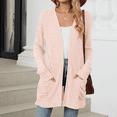 thumbnail image 2 of Women's Fall Vertical Stripes Cardigan Lightweight Soft Knit Casual Cardigan for Women Long Sleeve Fashion Button Down Duster Open Front Coat with Pockets, 2 of 7