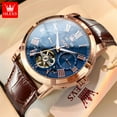 thumbnail image 1 of OLEVS Luxury Original Watch for Men Automatic Mechancial Wrist Watch Leather Strap Skeleton Waterproof Multifuncation Man Watch, 1 of 1