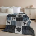 thumbnail image 3 of Flannel Fleece Throw Blanket Deer Bear Retro Grey Plaid Lightweight Soft Plush Blankets,Forest Animal Shadow Cozy Warm Throw Blanket for Couch Sofa Bed Car Office All Season Use 40x60in, 3 of 9