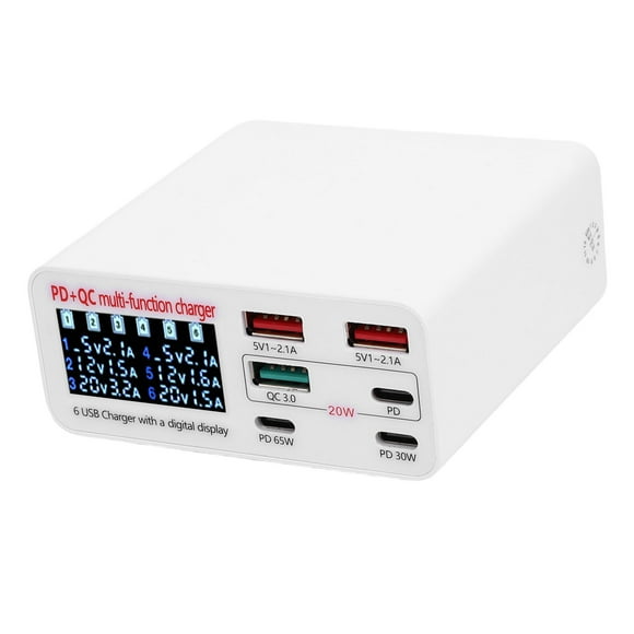 USB C Charger 100W USB C Charger Block, Upgraded 6-Port Fast Charging Station Hub Individual Display Power PD 65W Laptop Charging Adapter for Multiple Devices