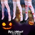 thumbnail image 2 of Women's Gothic Skeleton Knee Socks, Black Bone Pattern Bloodstain Halloween Socks, 2 of 3