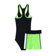 thumbnail image 3 of Alvivi Girls 2Pcs Swimwear One-piece Racer Back Jumpsuit Top Boyshorts Swimsuit Set 4-16, 3 of 7