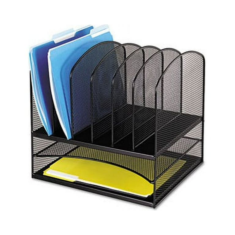 Onyx Mesh Desk Organizer with Two Horizontal and Six Upright Sections, Letter Size Files, 13.25 Onyx Mesh Desk Organizer with Two Horizontal and Six Upright Sections, Letter Size Files, 13.25