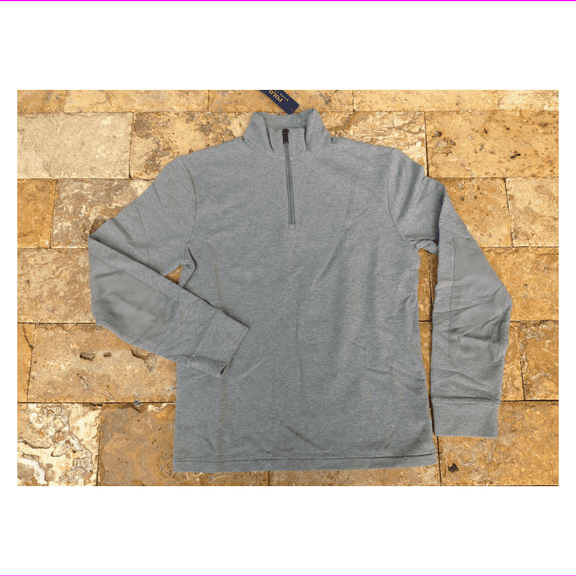 $185 Polo Ralph Lauren Men's French Terry Mockneck Pullover, Steel Heat, M.