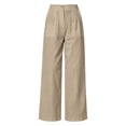 thumbnail image 5 of Atkumj Cotton Linen Pants for Women with Pockets High Waist Button Straight Leg Trouser Pants Casual Solid Color Women Baggy Pants for Everyday Outfit M, 5 of 7