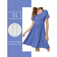 thumbnail image 3 of Hibeli Women Summer Casual Cut-out A-line Dresses Short Sleeves High Waist Knee Length Midi Dress with Pockets, 3 of 5