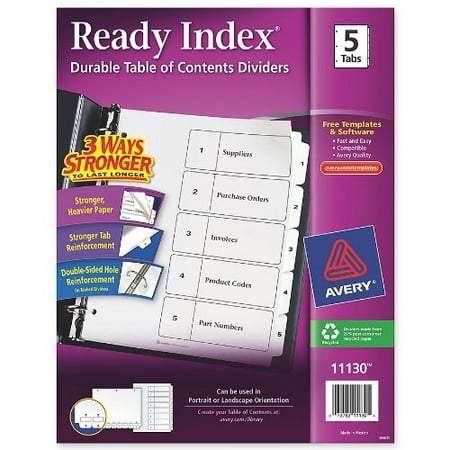 Ready Index Table of Contents Dividers, 5-Tabs, 1 Set (11130), Organize your documents quickly and (Best Way To Index Documents)