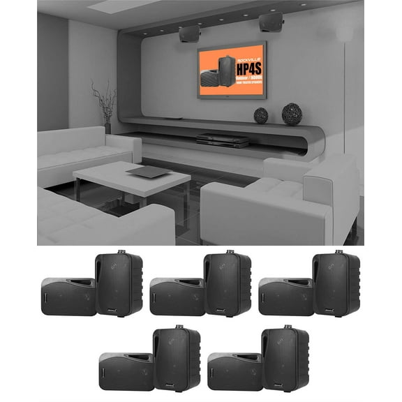 (10) Rockville HP4S-8 Black 4" Outdoor/Indoor Home Theater Swivel Speakers
