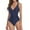 Navy, variant on Busydd Swim Suits for Women Solid Color One-Piece Swimsuits Deep V Neck Tummy Control Monokini Swimsuits for Women Pleated Bathing Suits