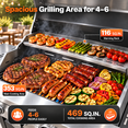 thumbnail image 4 of Syngar 4-Burner Propane Grill, Bbq Gas Grill with Folding Side Tables, 40000 Btu, Porcelain Grates, Easy-Clean Design, Thermometer & Bottle Opener, 4 of 10