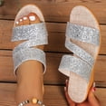 thumbnail image 6 of Willtoo Women's Glitter Sequins Peep Toe Platform Wedge Slip On Mules Plus Size Summer Orthopedic Sandals, 6 of 7