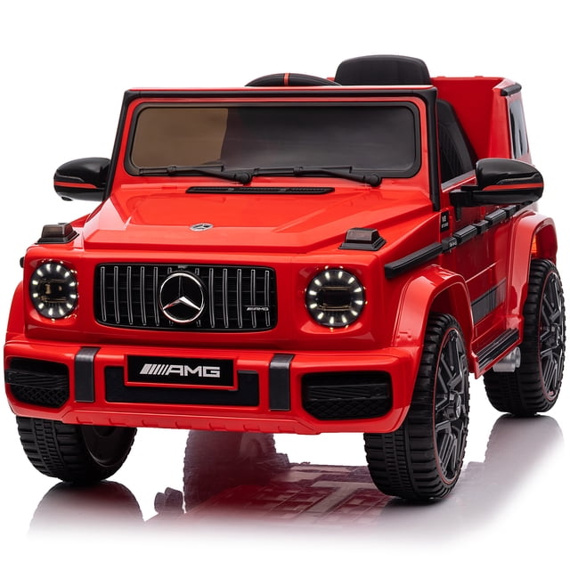 Voltz Toys Licensed Mercedes Benz G63 12V Kids Ride On Car, Electric G Wagon Power Wheels for Toddlers with Parental Remote Control, Luxury Toy Truck with LED Lights, Music, Red