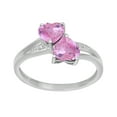 thumbnail image 1 of 925 Sterling Silver 6MM Forme de Coeur Rose CZ Deux Pierre Coeur Femmes Anneau, 1 of 2