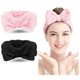 thumbnail image 1 of Diadema de spa: paquete de 2 bandas para el cabello con lazo para mujer, banda para la cabeza para maquillaje facial, envolturas para la cabeza de vellón coral suave para ducharse y lavarse, 1 of 7