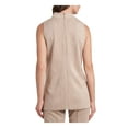 thumbnail image 2 of VINCE CAMUTO Womens Beige Zippered Slitted Sleeveless Mock Neck Tunic Top M, 2 of 4