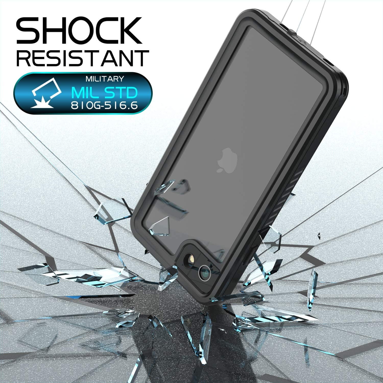 iPhone SE 2022 Case,Dteck Waterproof iPhone SE 2020/iPhone 7/8 4.7" Case,Shockproof Rubber Hybrid Clear Built-in Screen Protector Heavy Duty IP68 Waterproof Case for iPhone 7/8/SE 2020/SE 2022,Black