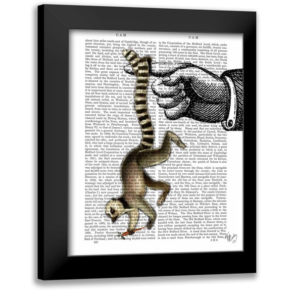 Fab Funky 12x14 Black Modern Framed Museum Art Print Titled - Ring Tailed Lemur on Finger