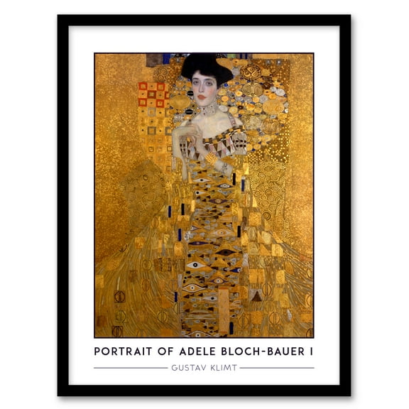 Artery8 Gustav Klimt Adele Bloch Bauer Portrait Lady in Gold Living Room Art Print Framed Poster Wall Decor 12x16 inch