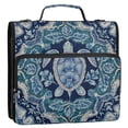 thumbnail image 2 of Water-Resistant 3-Ring Binder Organizer with Multiple Pockets Zipper Binder Bag for Office Dark Teal Turtle Pattern, 2 of 8